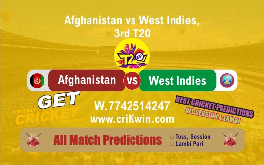 3rd T20 Today Match Prediction WI vs AFGH Match Who Will Win Toss