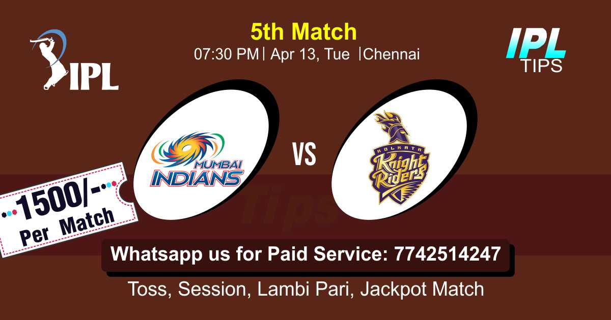 Today Match Prediction Mumbai Indians vs Kolkata Knight Riders 5th Match Who Will Win IPL T20 100% Sure? MI vs KKR Vivo Indian Premier League Predictions