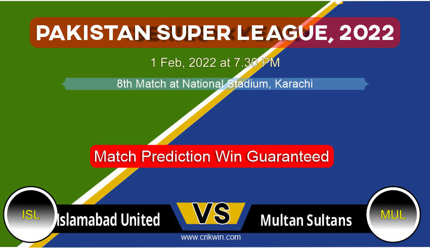 Islamabad United vs Multan Sultans PSL T20 8th Today Match Prediction with latest all updates from Pakistan Super League