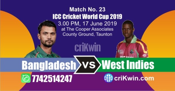 WI vs Ban 23rd Match World Cup 2019 Winner Astrology Predict