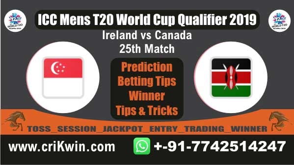 WC T20 Qualifier 100% Sure Today Match Prediction winning chance of CAN vs IRE 25th Cricket True Astrology Winner Toss Tips Who will win today